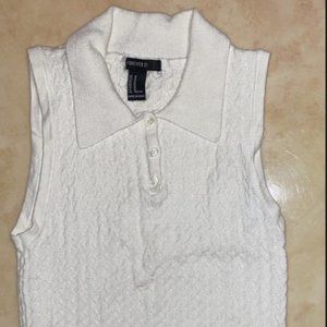 Forever 21 Knit White Collar Shirt Sleeveless